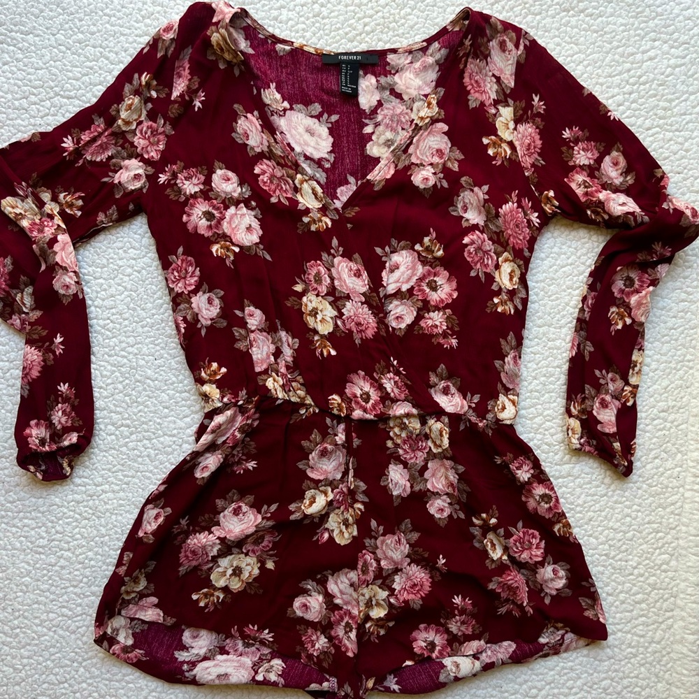 Maroon floral romper